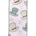 2.5"X10YDS Hats&Clovers St. Patricks Wired Edge Ribbon
