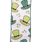 2.5"X10YDS Hats&Clovers St. Patricks Wired Edge Ribbon