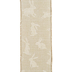 2.5"X10YDS Linen Bunny Hop Wired Edge Ribbon