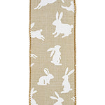 2.5"X10YDS Linen Bunny Hop Wired Edge Ribbon