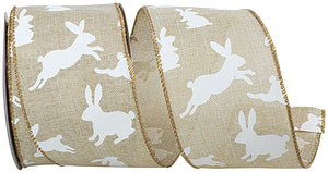 2.5"X10YDS Linen Bunny Hop Wired Edge Ribbon