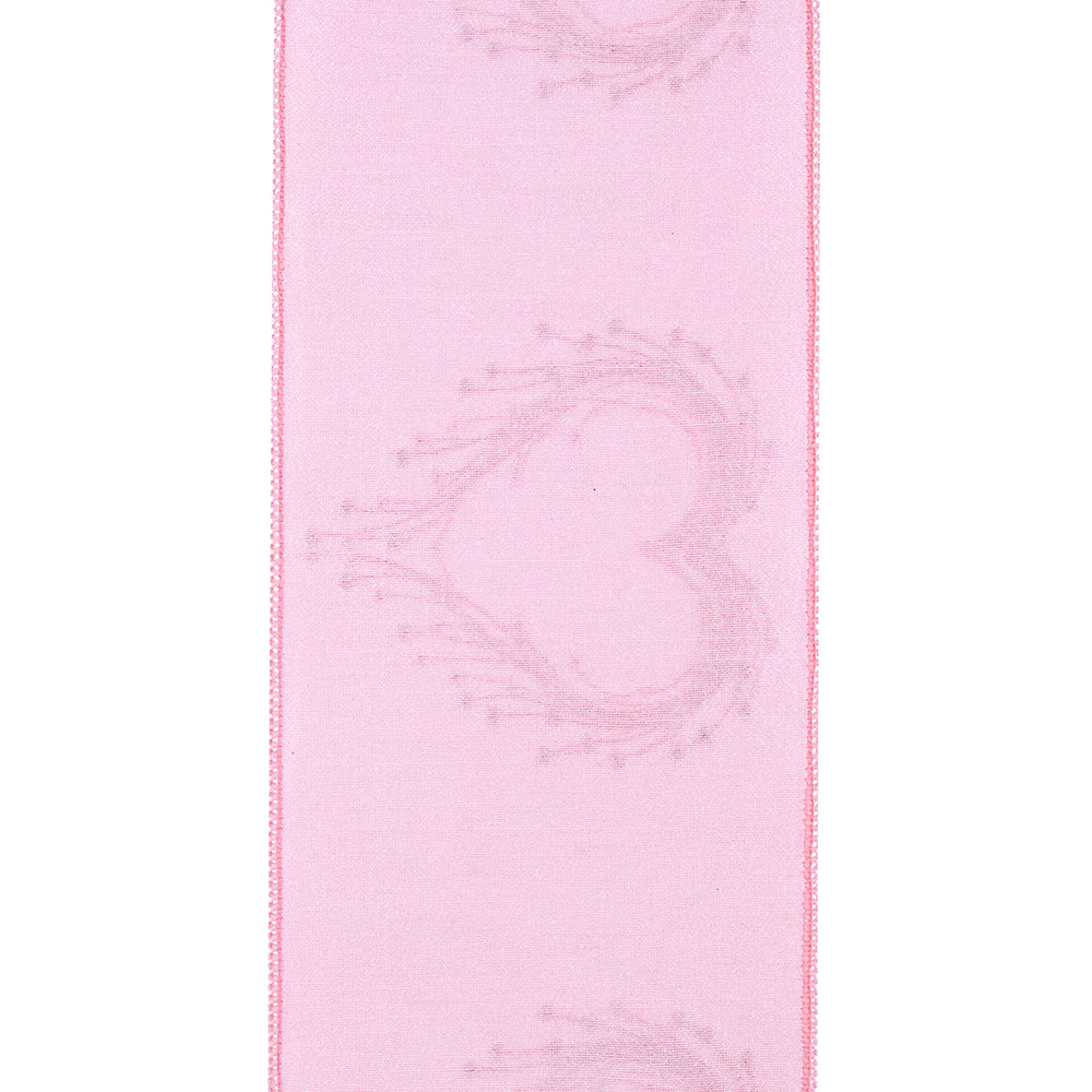4" X 5 YD Heart Embroidery Deluxe Dupioni Wired Ribbon
