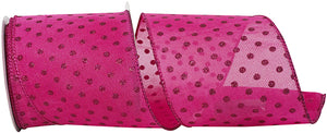 4" Mesh Deluxe Glitter Dots Wired Edge Ribbon l 5 Yards