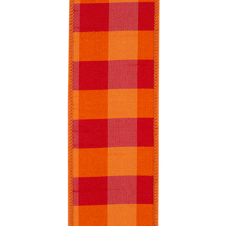 X 5 yards Dupioni Tierra Check Wired Ribbon, additional view
