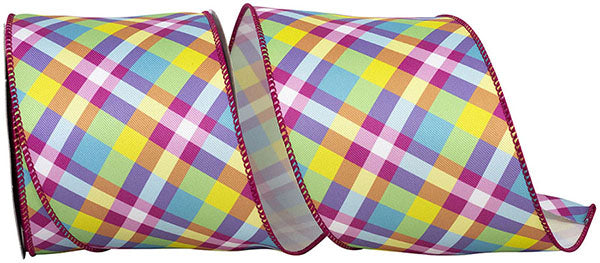 4" Multi Plaid Wired Edge Ribbon-10 Yards