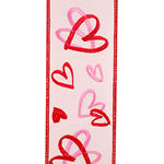 2.5" Hearts Tangle Embroidered Deluxe Wired Edge Ribbon l 5 Yards
