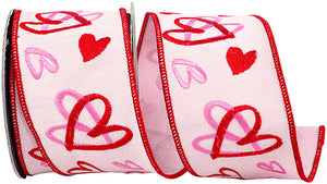 2.5" Hearts Tangle Embroidered Deluxe Wired Edge Ribbon l 5 Yards