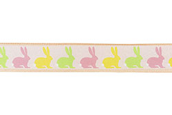 1.5"X10YDS Bunny Hop & Repeat Linen Wired Edge Ribbon