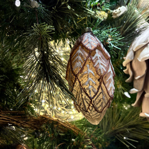 4–6" Glass Brown Pinecone Finial or Ball Ornament