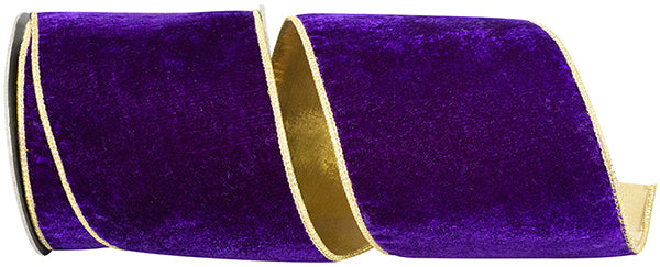 4"x5YDS Purple Velvet Deluxe Metallic Backed Ribbon