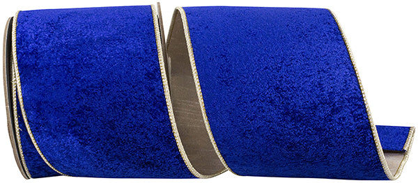 Cobalt Blue & Gold Velvet Deluxe Dupioni Ribbon | Available in 1", 2.5", & 4" widths | 5 Yards