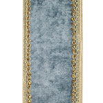 4"X5YDS Velvet Touch Deluxe Jewel Trim Metallic Backed Wired Edge Ribbon