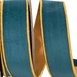 1.5 inchX 5YD Velvet Touch Teal Wired Ribbon