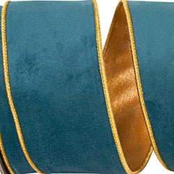 Blue fabric with gold trim on a white background