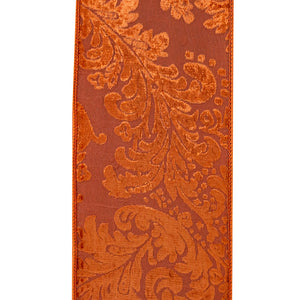 4" X 10 YD Copper Velvet Filigree Wired Ribbon