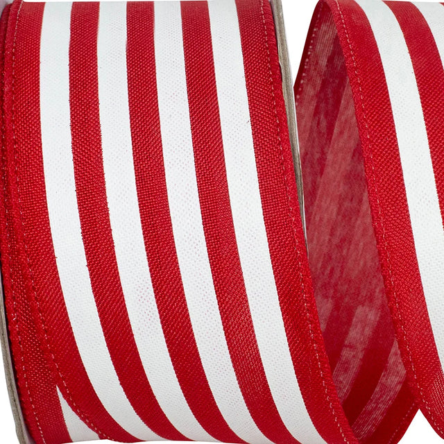 2.5"X 10YDS Striped Linen Value Wired Edge Ribbon