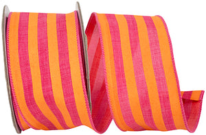 2.5"X10YDS Broad Striped Linen Value Wired Edge Ribbon
