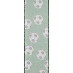 2.5"X10YDS Soccer Balls Bounce Wired Edge Ribbon