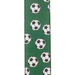 2.5"X10YDS Soccer Balls Bounce Wired Edge Ribbon
