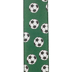 2.5"X10YDS Soccer Balls Bounce Wired Edge Ribbon