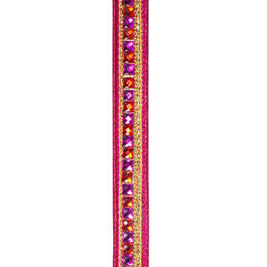 7/8"X5YDS Red & Fuchsia Jewel Accent Metallic Backed Wired Ribbon