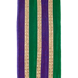 4"X5YDS Stripe Trimming Overlay Dupioni Deluxe Wired Edge Ribbon