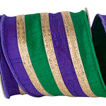 4"X5YDS Stripe Trimming Overlay Dupioni Deluxe Wired Edge Ribbon