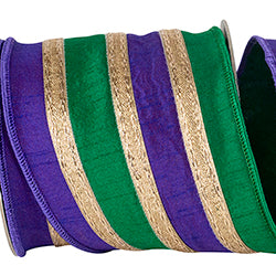 4"X5YDS Stripe Trimming Overlay Dupioni Deluxe Wired Edge Ribbon