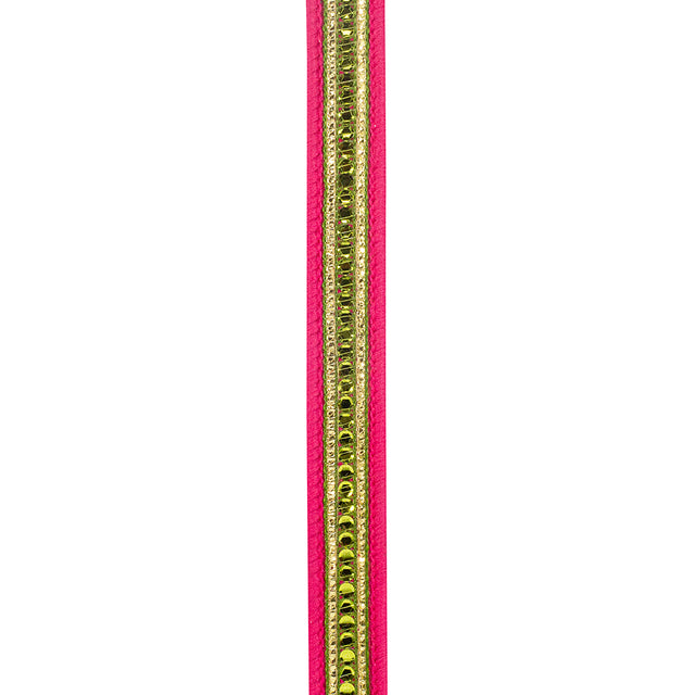 5/8"X5YDS Sequin Trimming Fuchsia & Lime Striped Edge Dupioni Deluxe Ribbon