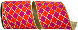 4"x5 YDS Diamond Elite Metallic Outline Deluxe Ribbon | Orange Magenta