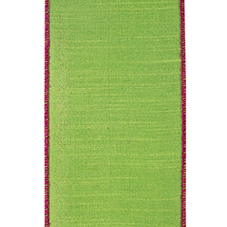 4"X5YDS Citrus&Fuchsia Glitter Striped Edging Dupioni Deluxe Wired Edge Ribbon