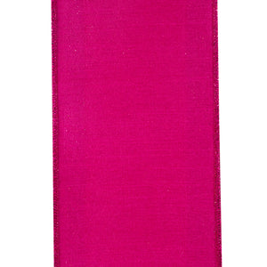 4"X5YDS Fuchsia Glitter Striped Edging Dupioni Deluxe Wired Edge Ribbon