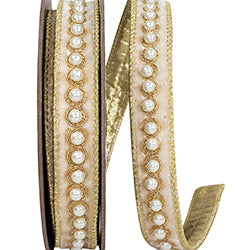 1 inch X 5 yards Pearl Plush Velvet Wired Ribbon