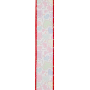 1.5" Multi-Color Hearts & Love Twill Wired Ribbon | 10 Yards