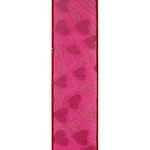 2.5" Glitter Hearts Silk Mesh Deluxe Wired Edge Ribbon l 10 Yards