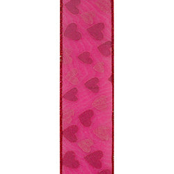 2.5" Glitter Hearts Silk Mesh Deluxe Wired Edge Ribbon l 10 Yards