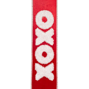 2.5" Xoxo Velvet Love Plush Embroidery Deluxe Ribbon 5 Yards