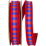 7/8" x 10YDS Red & Blue Check Dupioni Backed Ribbon
