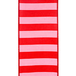 4" x 10YDS Pink & Red Cabana Stripe | Dupioni Deluxe Wired Edge Ribbon