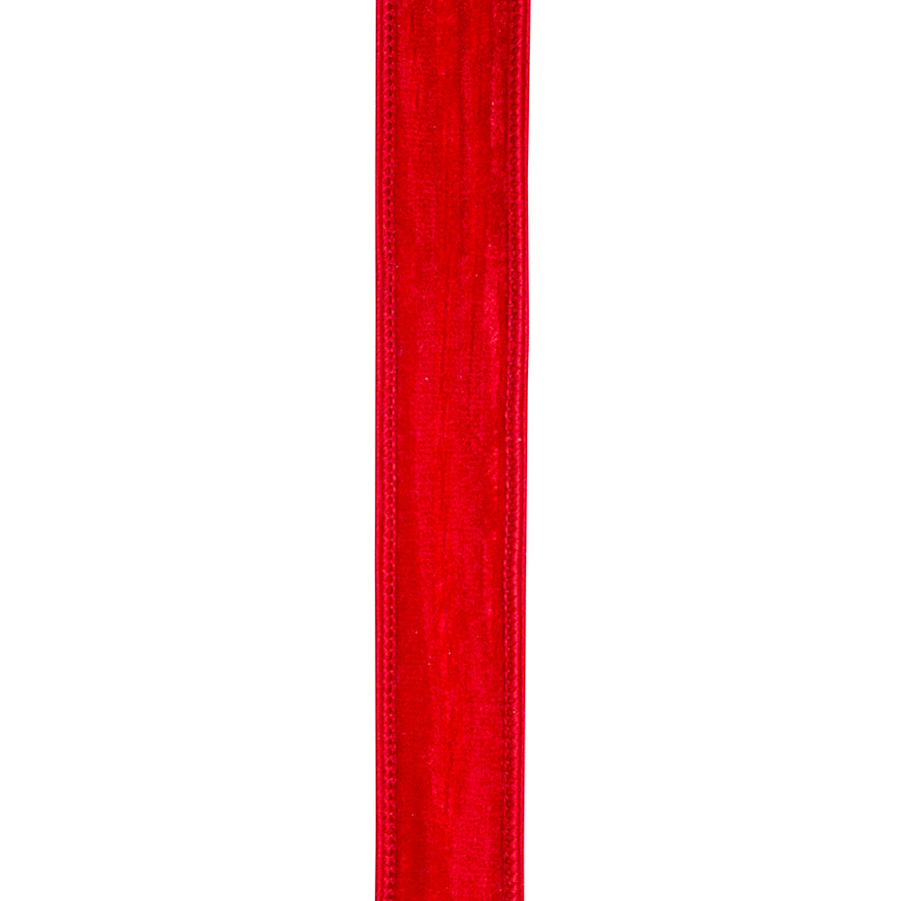 Red Crushed Velvet Wired Ribbon 10YD | Multiple Widths