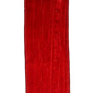 Red Crushed Velvet Wired Ribbon 10YD | Multiple Widths