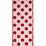 4" Dot Jumbo Deluxe Backed Wired Edge Ribbon l 10 Yards
