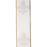 2.5"X10YDS Fleur De Lis Embroidery Dupioni Deluxe Wired Ribbon