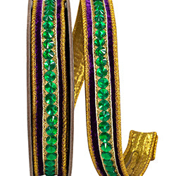 1 inchX 5 yards Jeweled Center Velvet Wired Ribbon, Purple & Gold