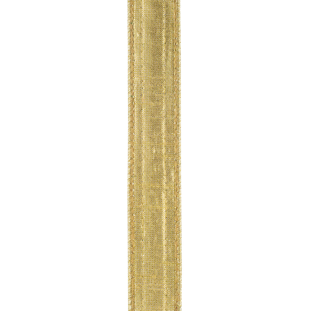 1" x 5YD Jeweled Center Velvet Wired Ribbon | Green & Gold