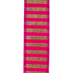 4" Metallic Bars Deluxe Wired Edge Ribbon l 5 Yards