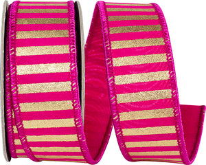 4" Metallic Bars Deluxe Wired Edge Ribbon l 5 Yards