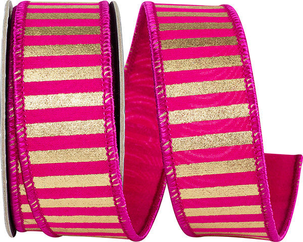 4" Metallic Bars Deluxe Wired Edge Ribbon l 5 Yards