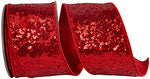 4"x5YDS Metallic Sequin Fantasy Deluxe Ribbon | Red or Platinum