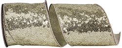 4"x5YDS Metallic Sequin Fantasy Deluxe Ribbon | Red or Platinum